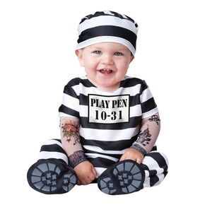 Baby Infant Time Out Inmate Prisoner Baby Jail Halloween Costume 6-12 Months